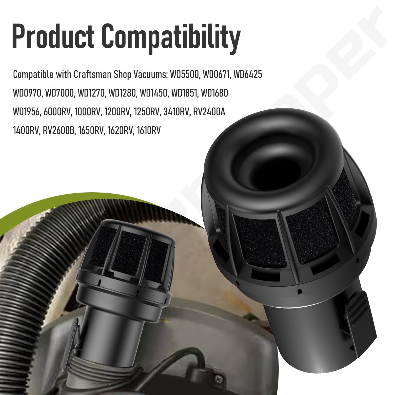 VT2525 & WS25025A 2.5 Inch Muffler/Diffuser Accessory for Ridgid Wet/Dry...