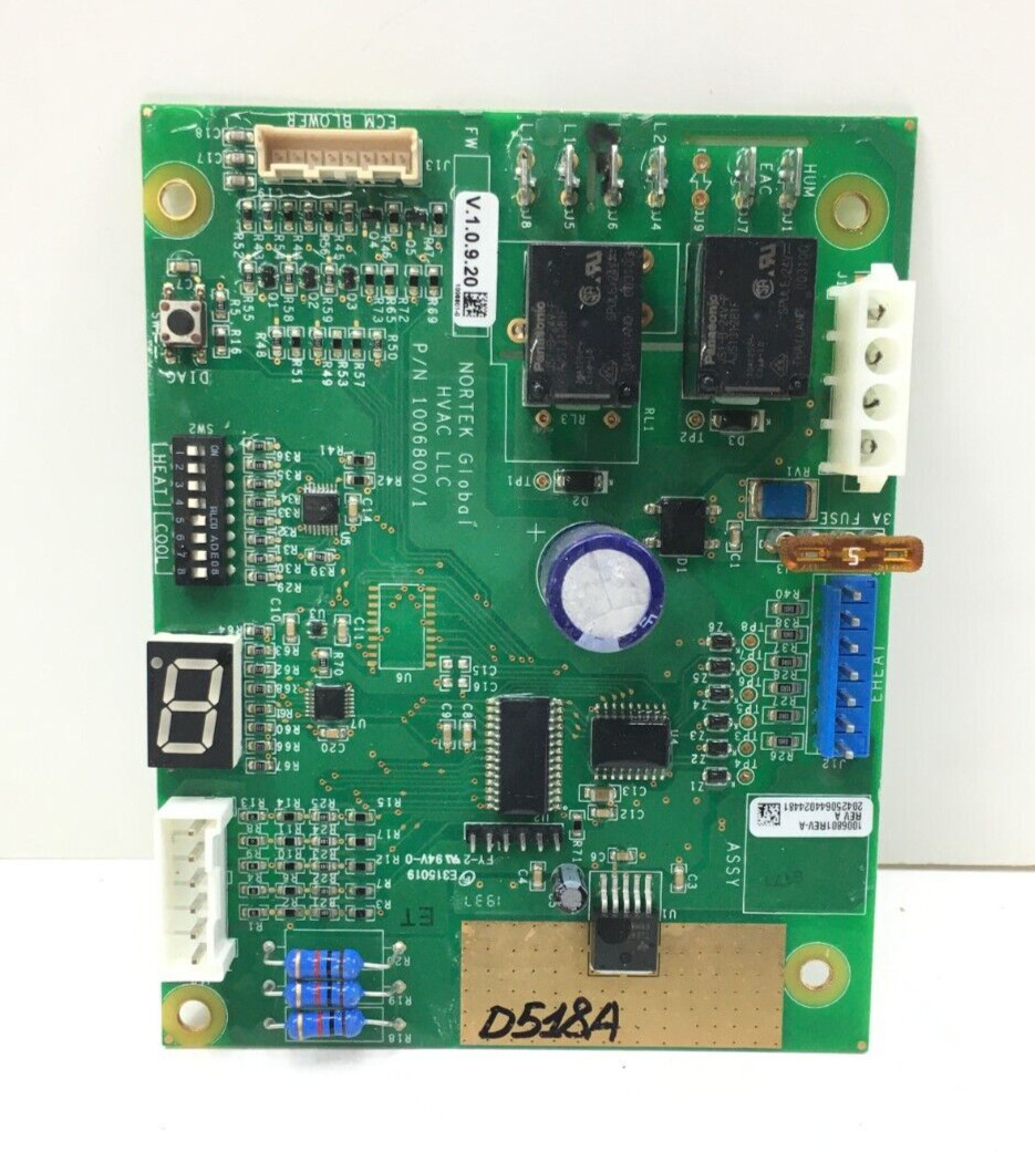 NORTEK Global HVAC LLC 1006800/1 Air Handler Furnace Control Board used  #D518A