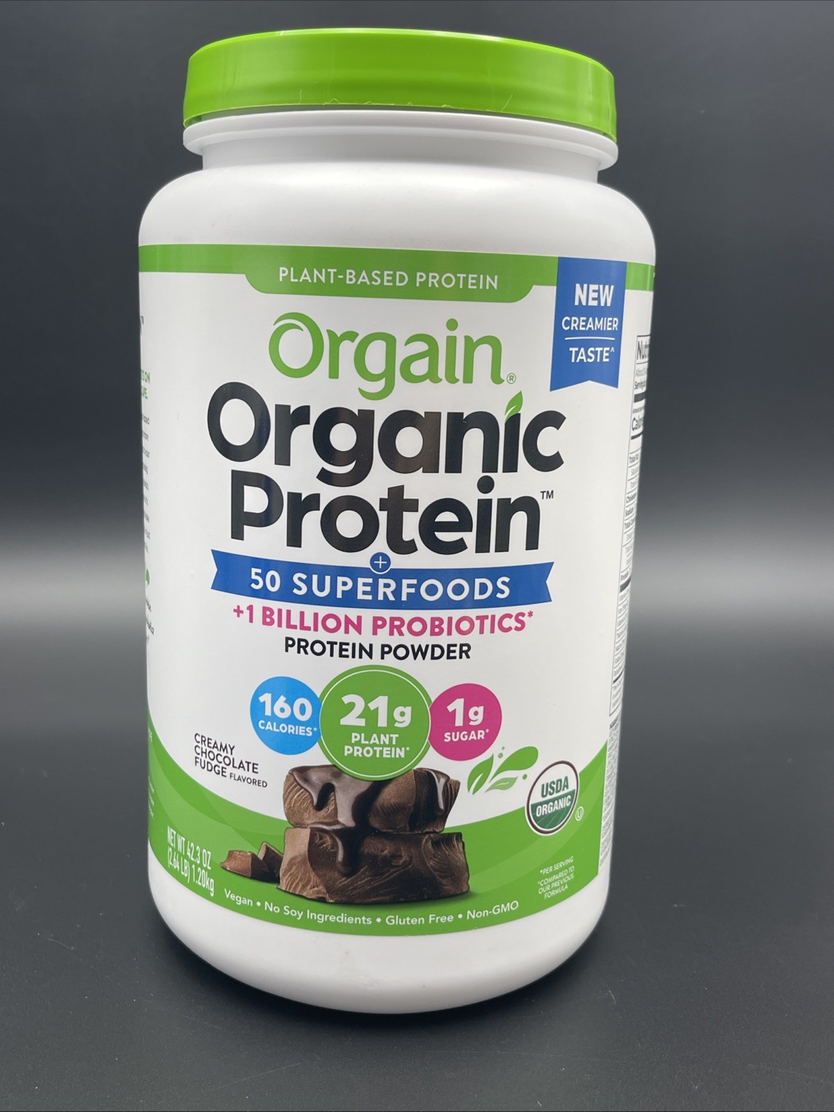 Orgain Organic Protein Powder Superfoods Creamy Chocolate Fudge 2.64 lb EXP 8/26