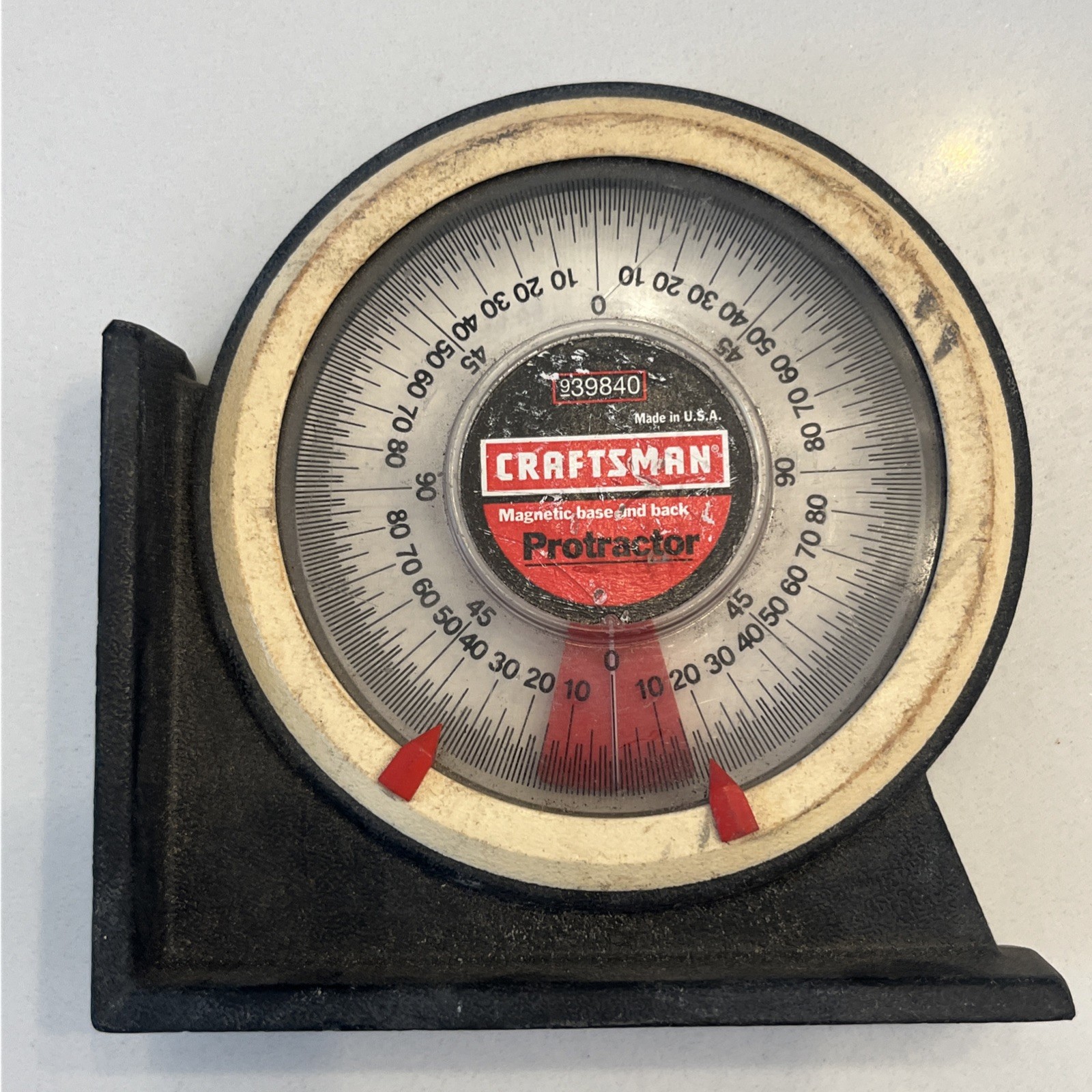 Vintage Craftsman 939840 Magnetic Base Protractor Pitch Angle Calculator USA