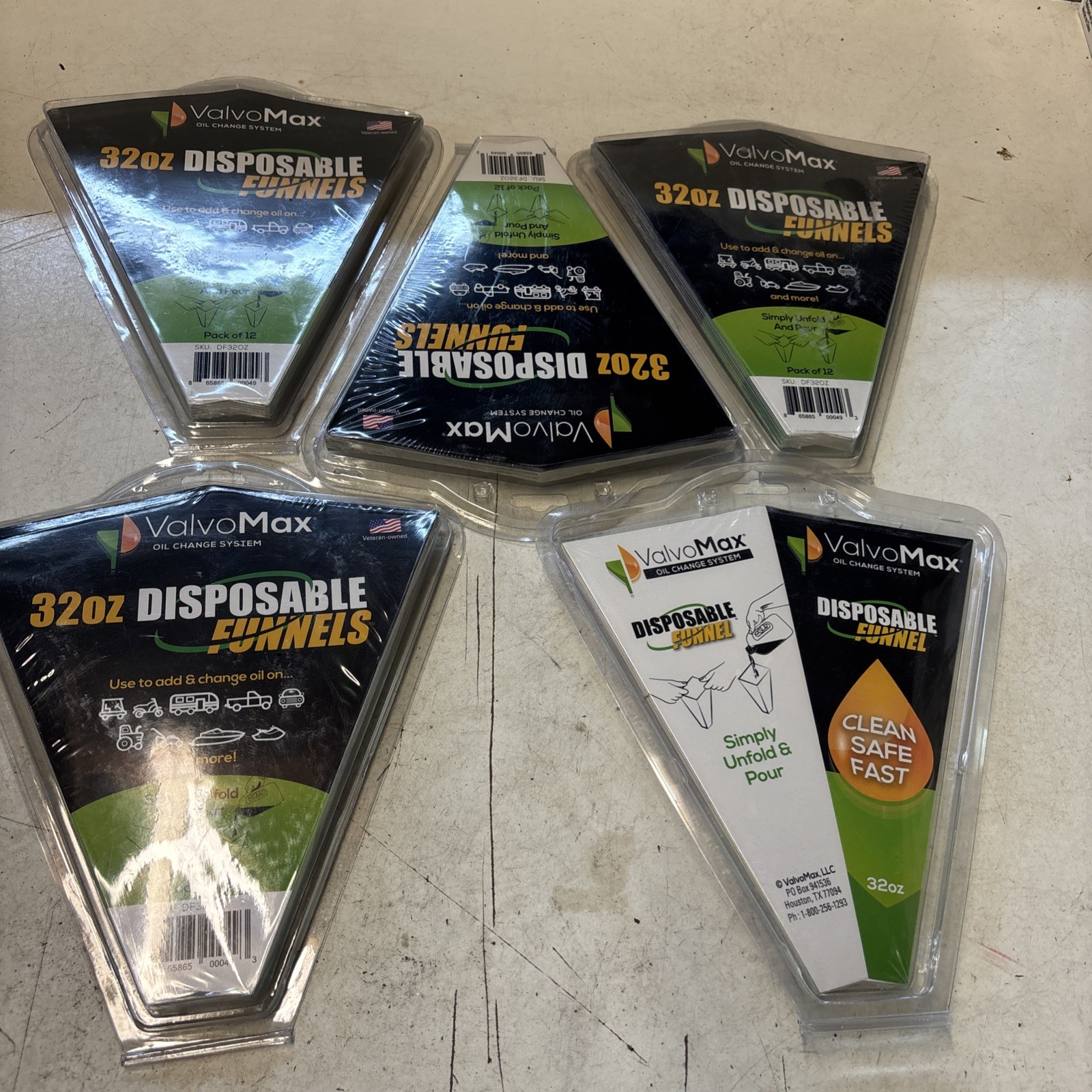 Lot of 5: Valvo Max Disposable Funnel 32 oz Pack of 12. 60 Funnels Total.I 762
