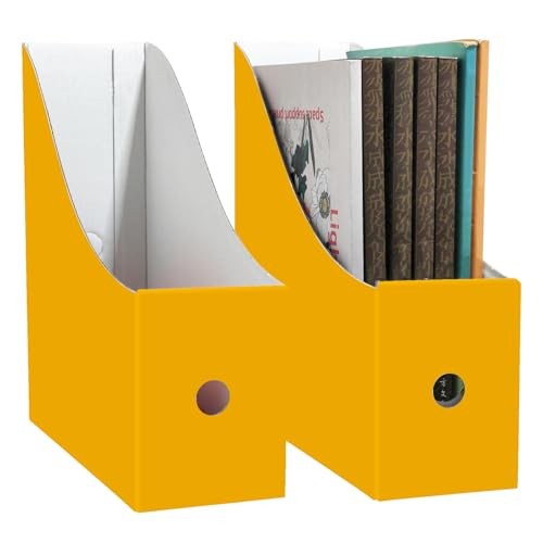 Limitliho 2 Pack Magazine File Folder Holder for Desk, Golden Golden yellow