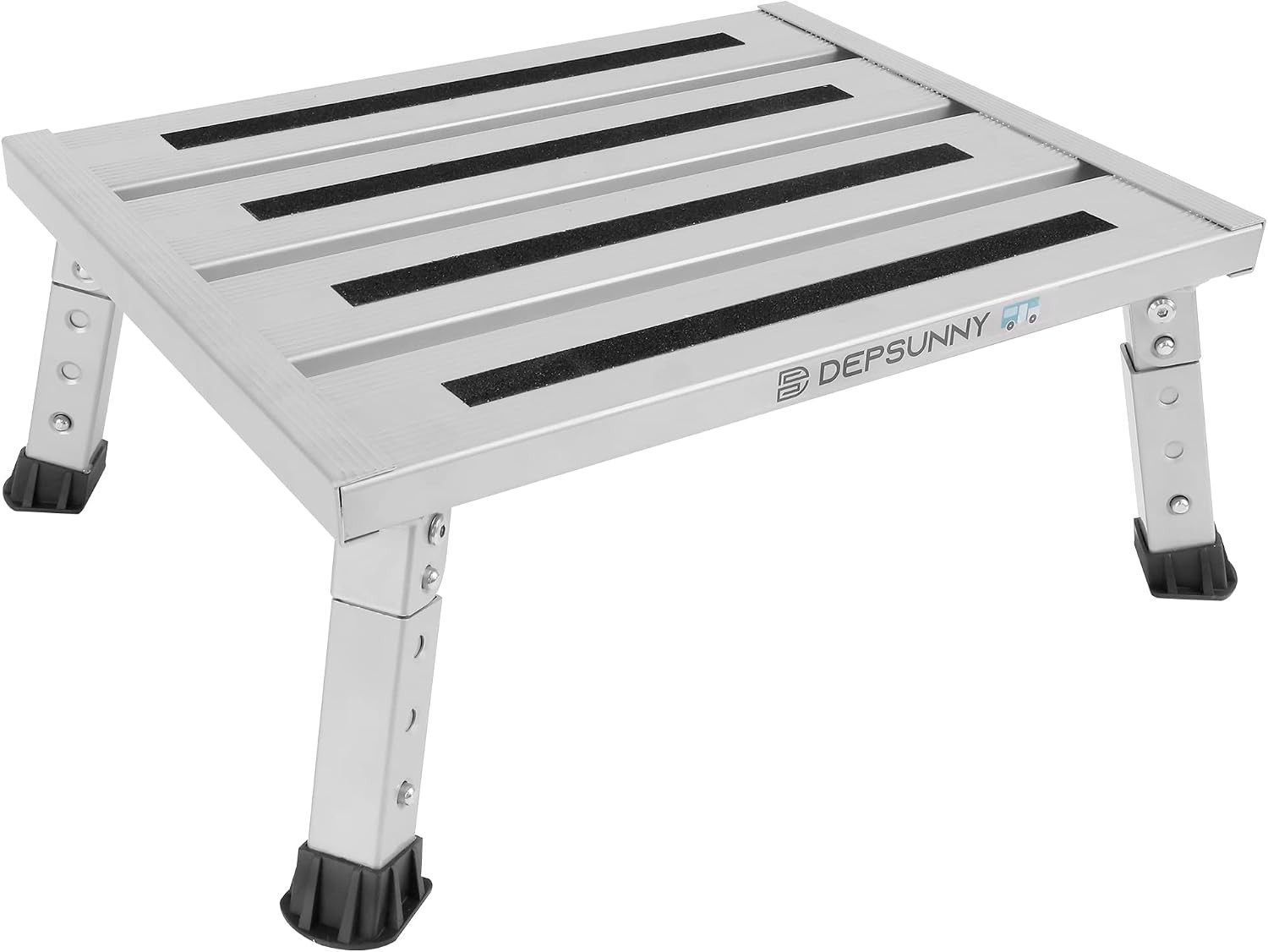 Adjustable Height Aluminum RV Step Stable Foldable Platform Step Stool Supports