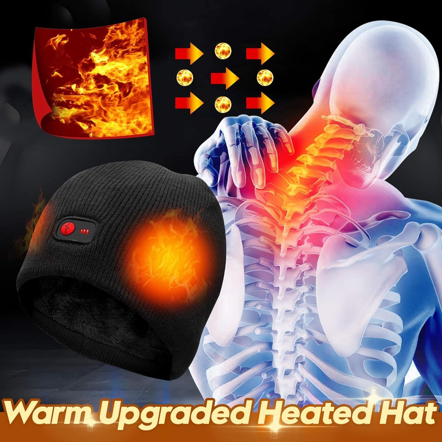 7.4V Heated Hat Men Women Battery Heat Cap Winter Warm Rechargeable Electric ...