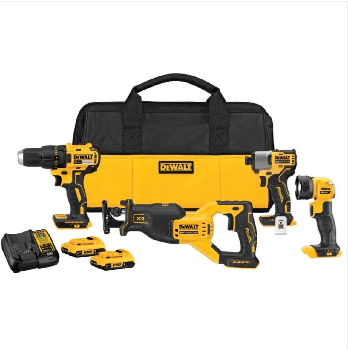 DeWalt 20V MAX 4-Tool Combo Kit DCK479D2 Includes 2 Batteries, Charger & Bag