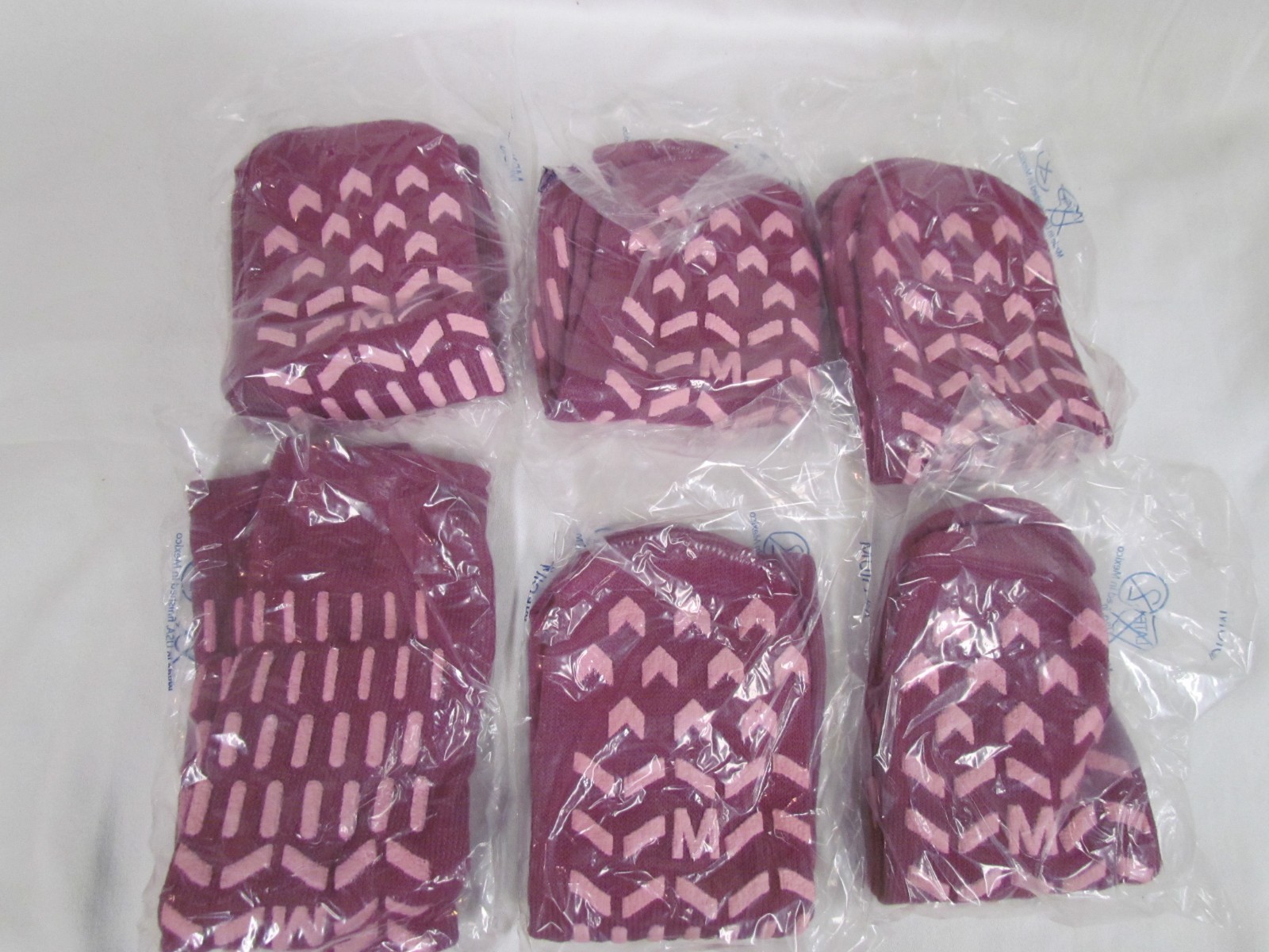 6 Pair LSL Health Slipper Single Tread Socks Cranberry  Hospital Patient Medium