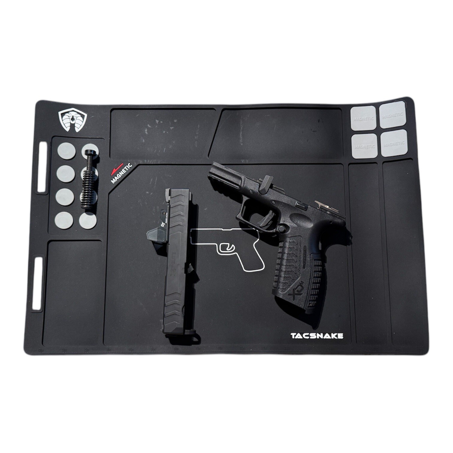 Tacsnake Pistol Gun Cleaning Mat, Anti-Slip Rubber Tactical Magnetic Pad F/S