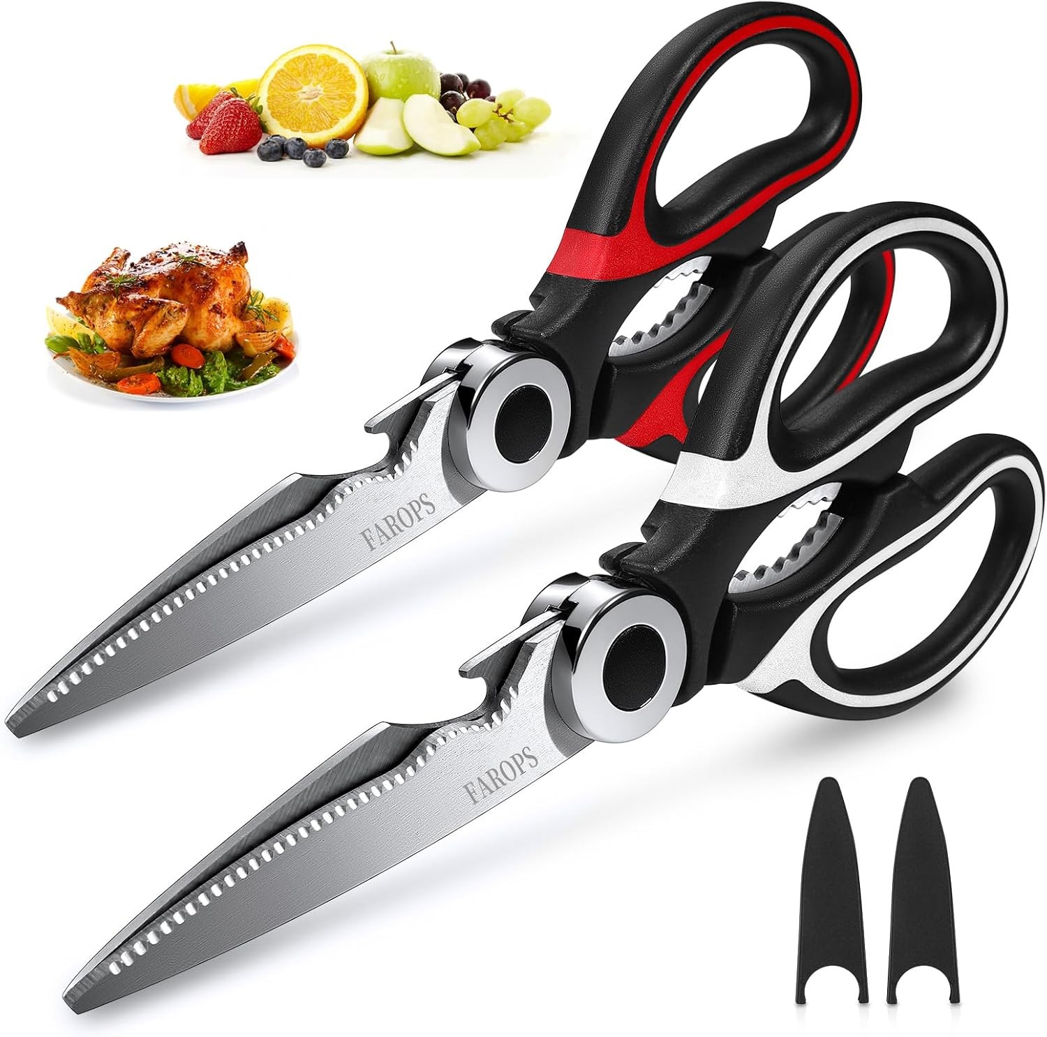 Heavy Duty Kitchen Scissors 2-Pack, Ultra Sharp Stainless Steel Meat Shears