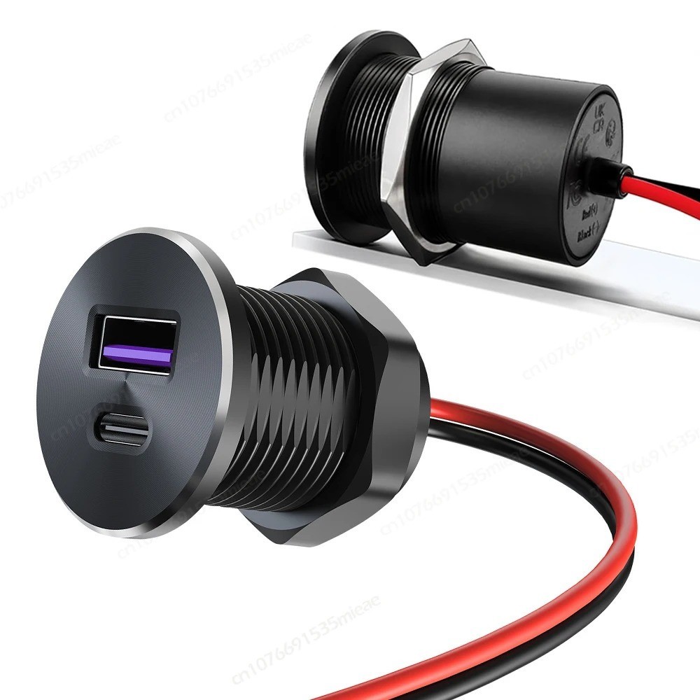 12V USB Car Charger Socket QC3.0 Type C PD 30W Fast Charging For RV Truck Boats