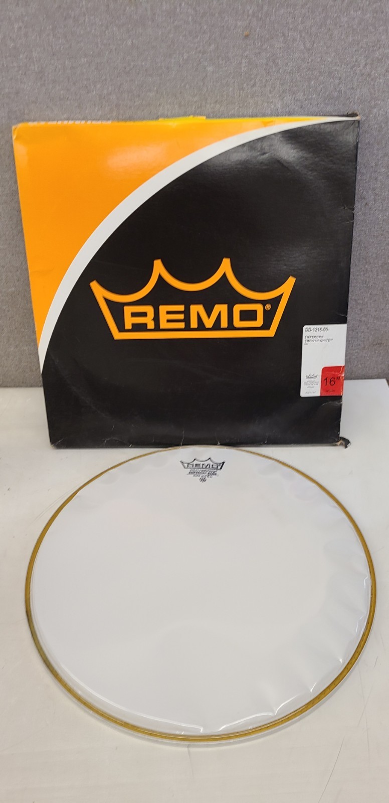 Remo 1216 -00 Emperor Smooth 16" White Bass Drum Head NOS