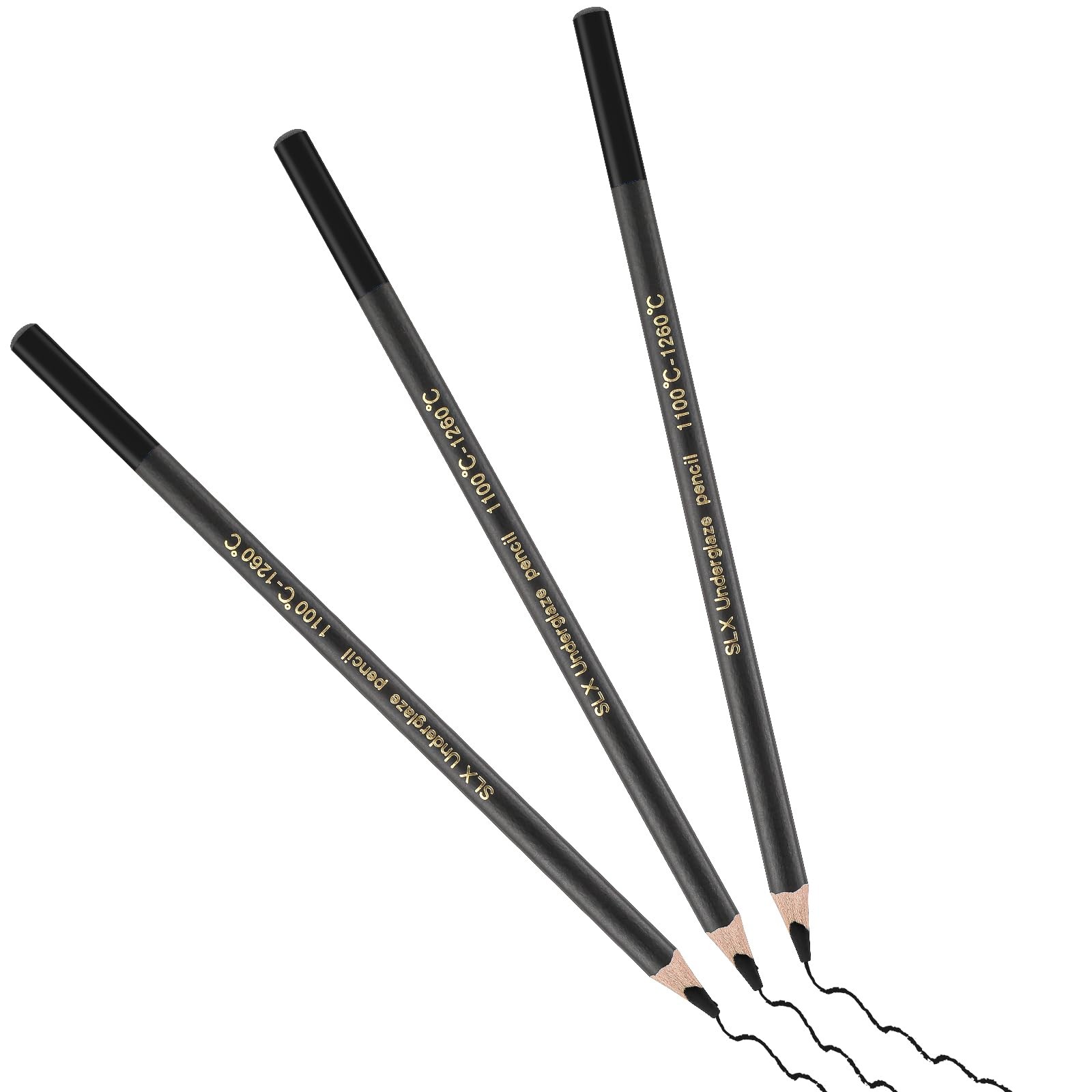 3 Pack Black Underglaze Pencils for Ceramics Pottery Bisque Underglaze Pencil...
