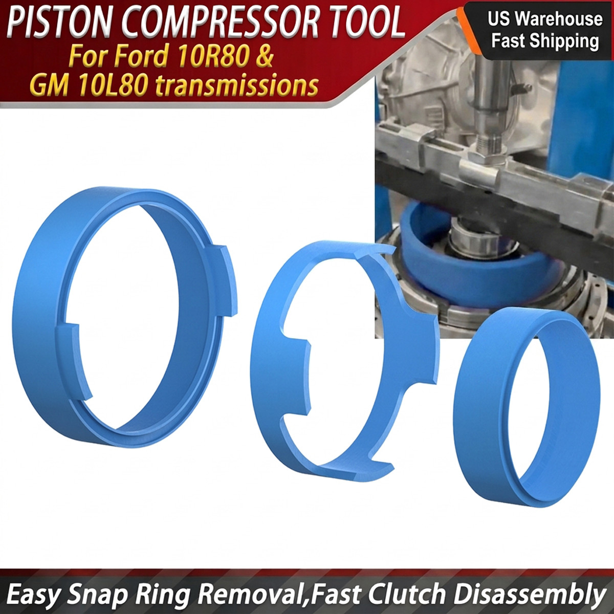 For Ford 10R80 Piston Compressor Tool Kit Transmission Removal Clutch Ring Tool