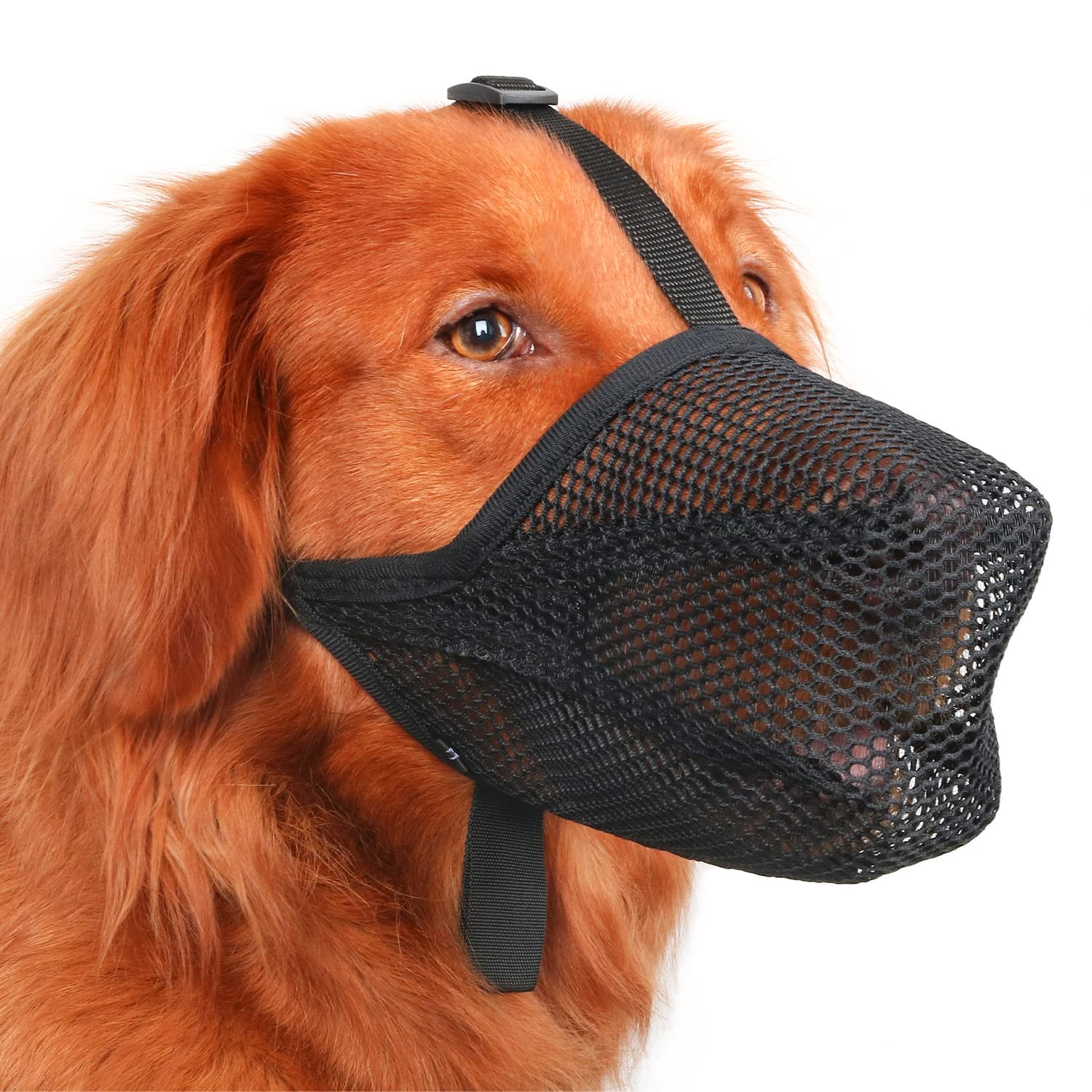 Mayerzon Dog Muzzle, Patented Soft Mesh Muzzle Medium Black