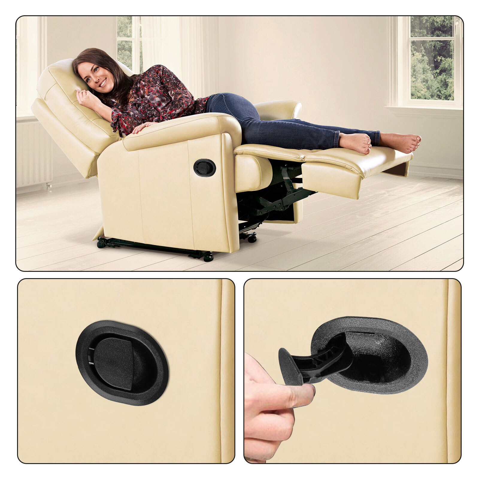 Universal Black Recliner Replacement Pull Handle Chair Sofa Couch Release Lever