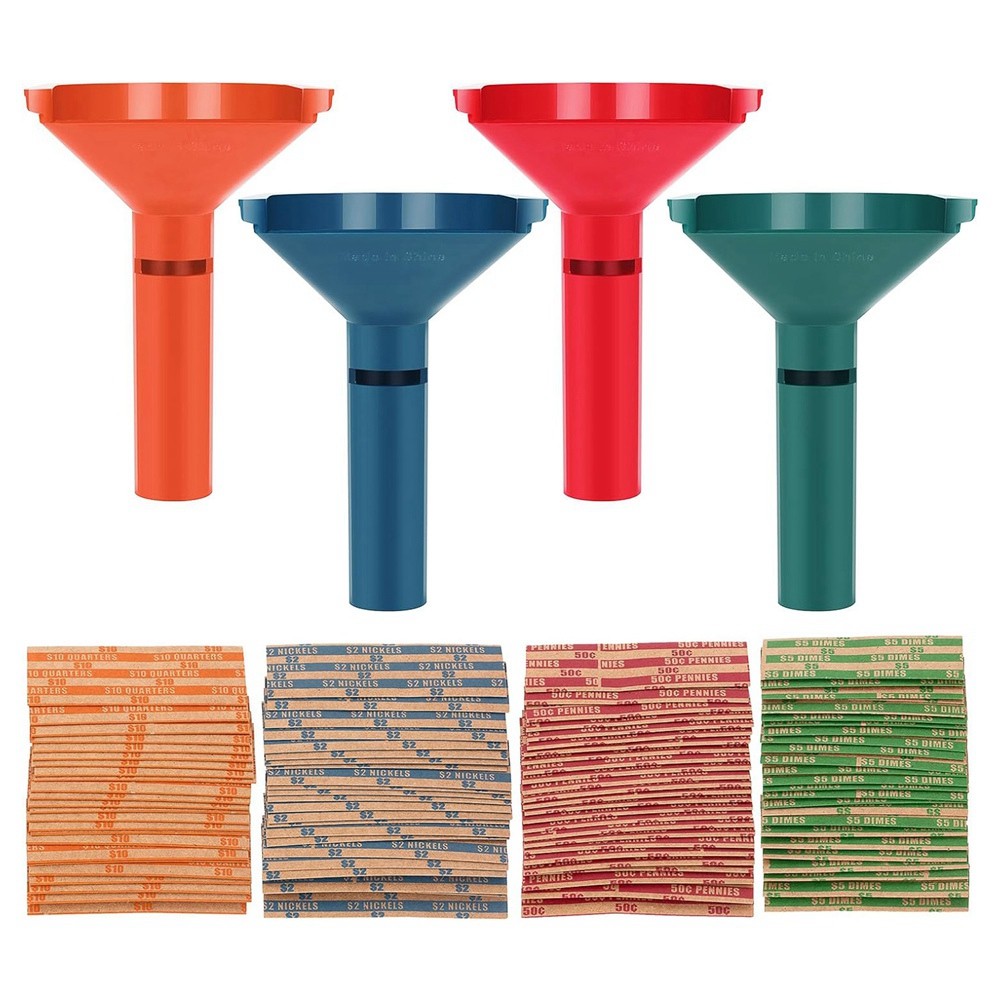 MüNzsortierröHrchen, 4Er-Set mit MüNzhüLlen, Sortiert, 100 StüCk, Für Quart7216