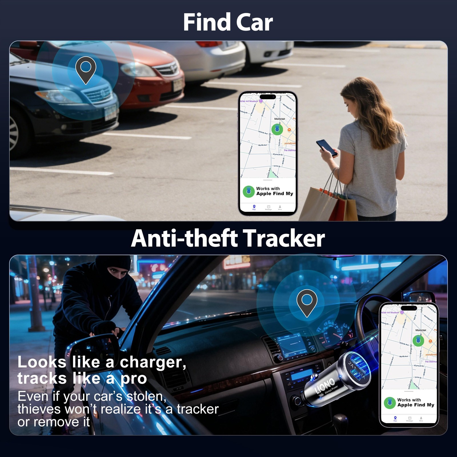 Car GPS Tracker & Charger with Built-in Rechargeable Battery, GPS Tracker for...
