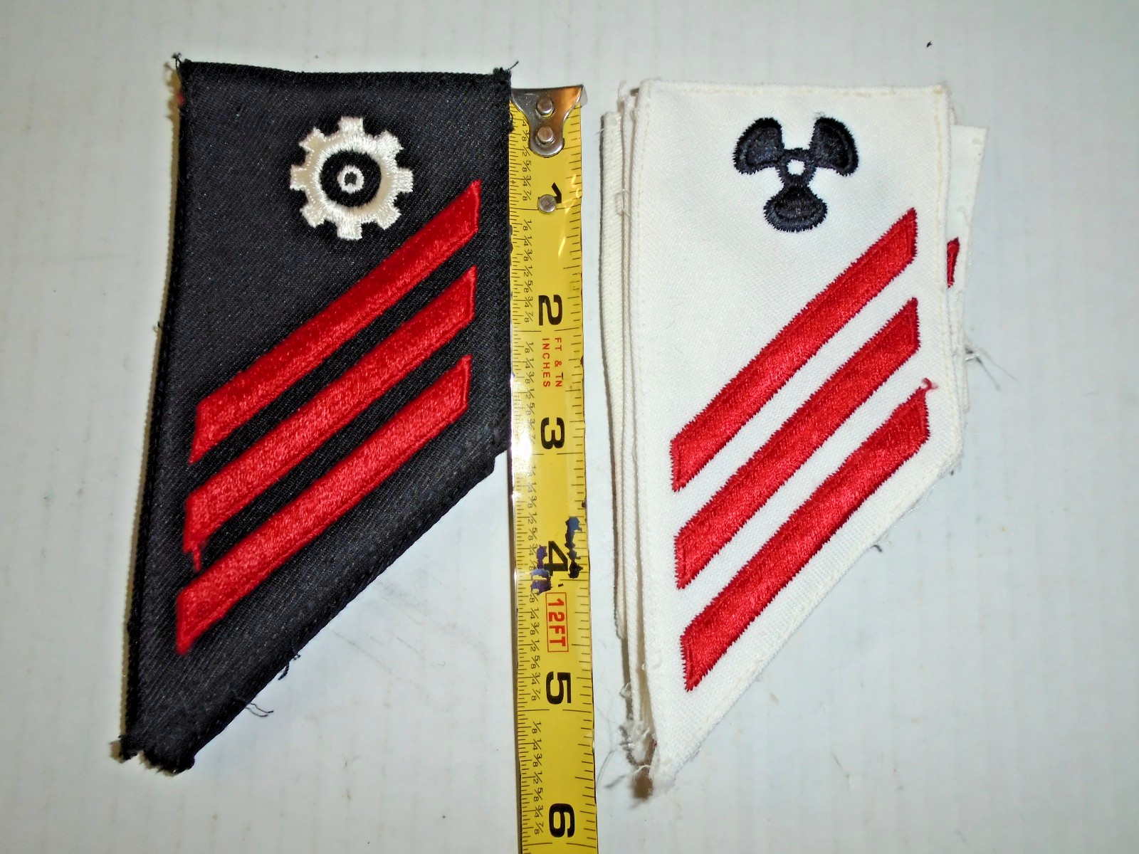 Lot of 10 Vintage US Navy Fireman Sleeve Stripes Patches E-3 Engineering Red