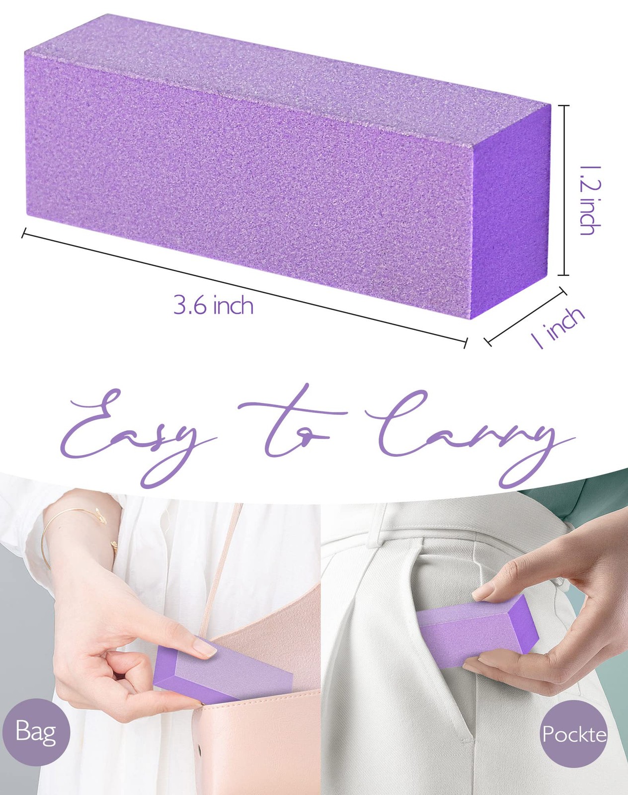 Maryton Nail Buffer Block, Purple - 5ct - Finishing Buffer,