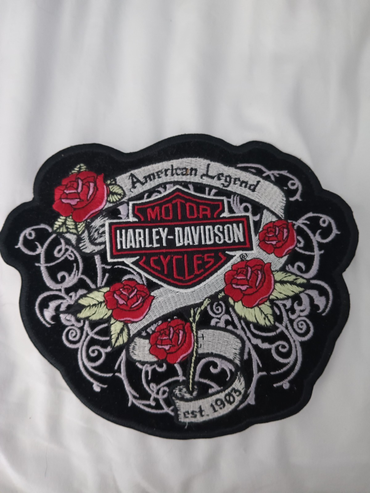 Harley Davidson Large patch American Legend Roses 6.5"wide x 7.5"Height