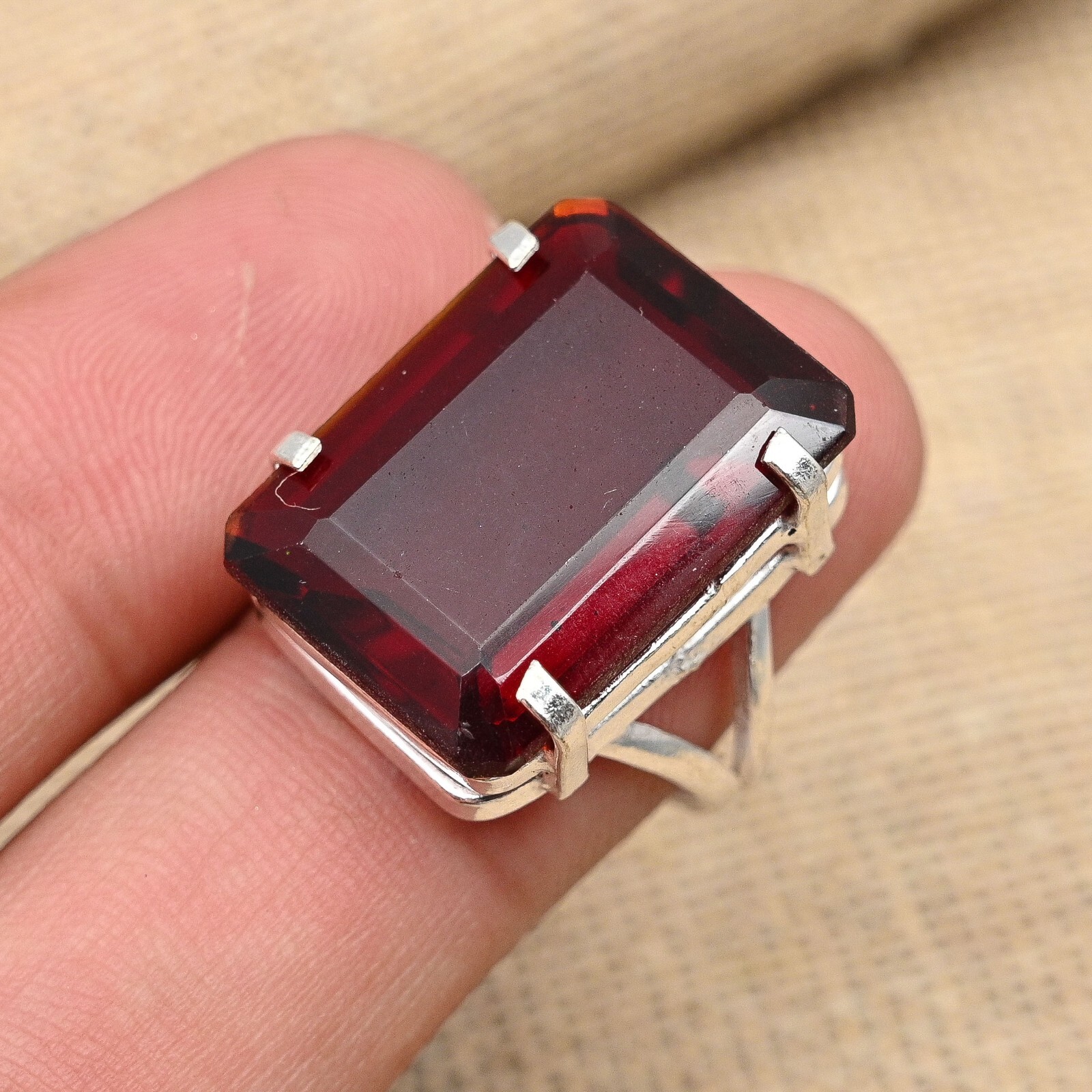 Red Garnet Gemstone Handmade 925 Solid Sterling Silver Jewelry Ring