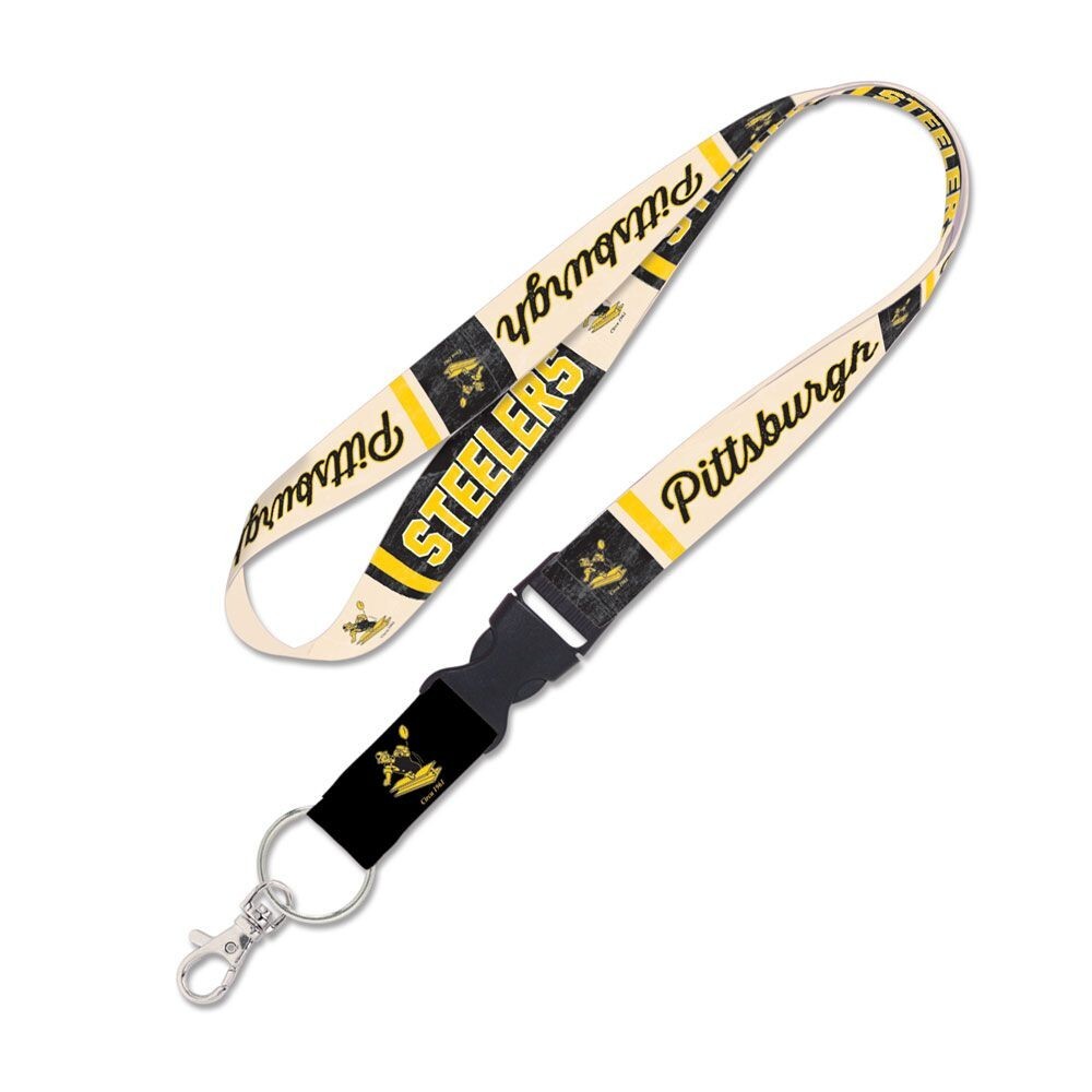PITTSBURGH STEELERS VINTAGE LOGO LANYARD DETACHABLE BUCKLE NEW WINCRAFT 👀