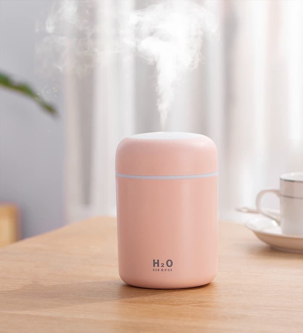 Pink 300ML Mist Portable Mini Humidifiers Quiet USB Personal Desktop Auto Shut