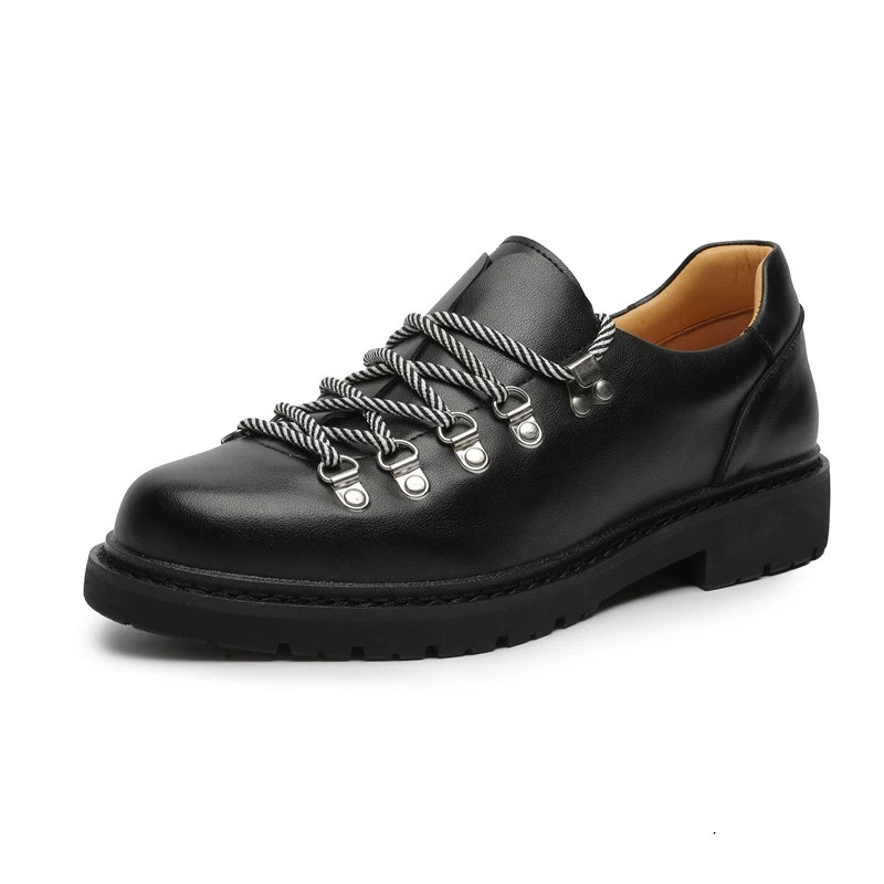 Fashion Men Soft Casual Leather Shoes Derby Lace-up Flats Outdoor Sneakers Black