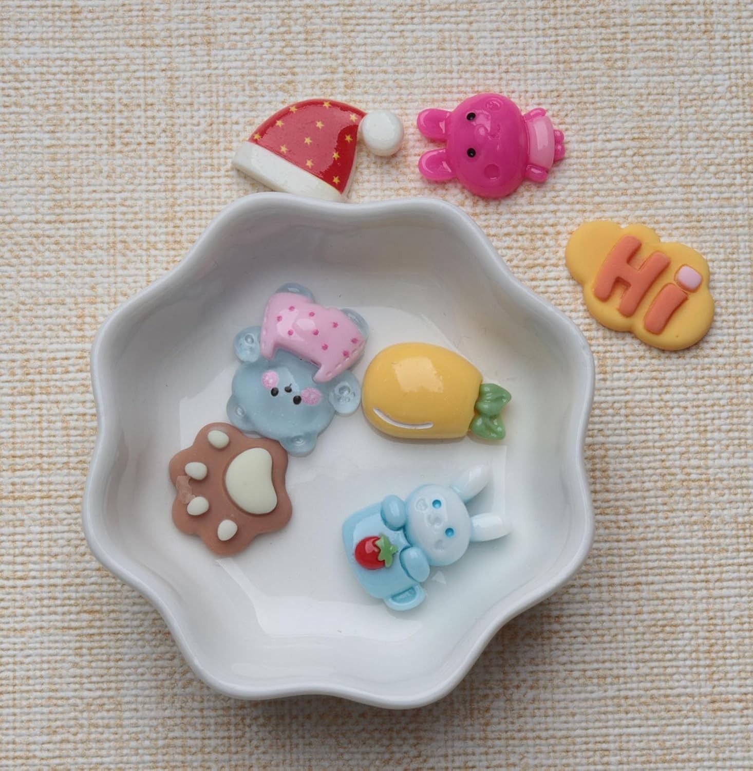 100 Pcs Resin Flatback Cartoon Flower Animal Cute Fruits Decoration Supplies ...