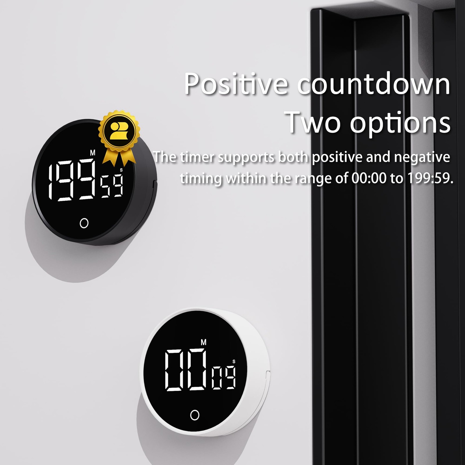 Digital Kitchen Timer, Rechargeable Magnetic Visual Timer with Large LED Disp...