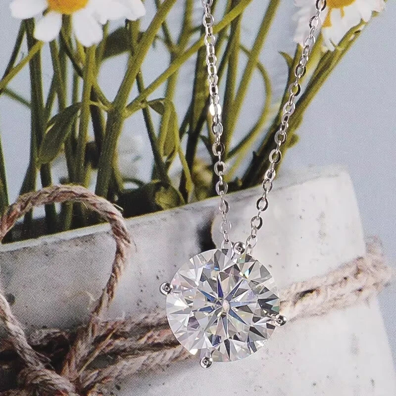 2Ct Round Solitaire Lab Created Diamond 14K White Gold Plated Pendant Necklace