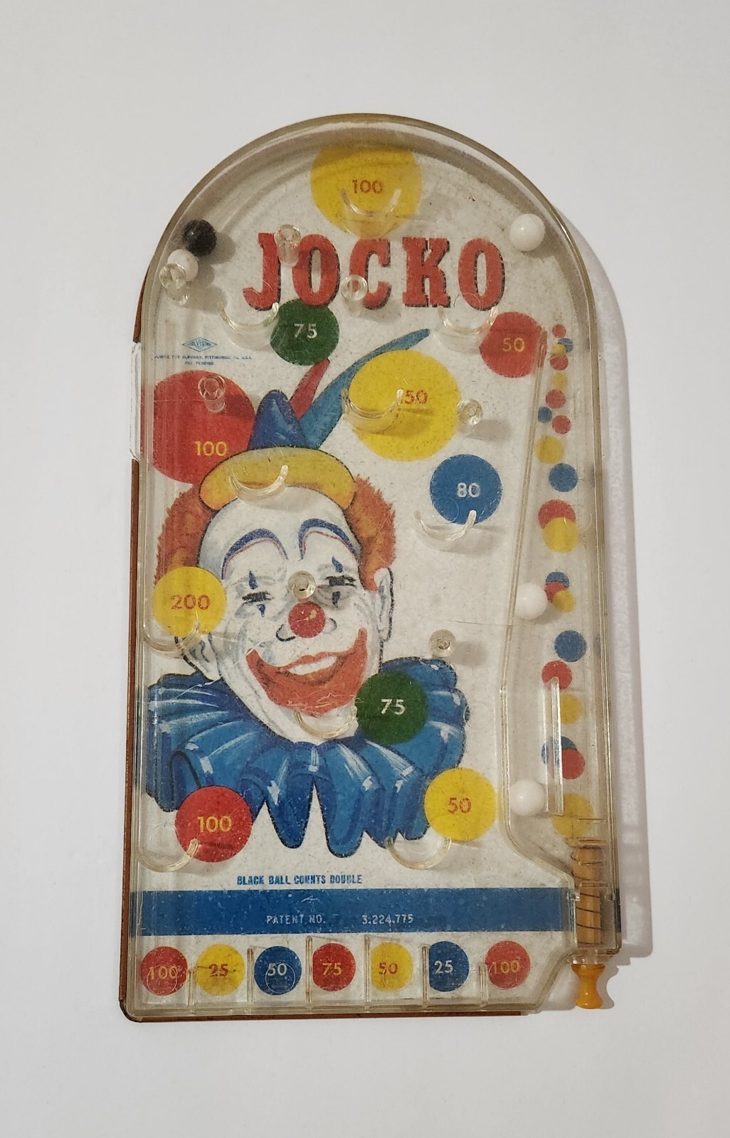Vintage WOLVERINE Toy Tin Litho Jocko Clown Pinball Marble Arcade Game