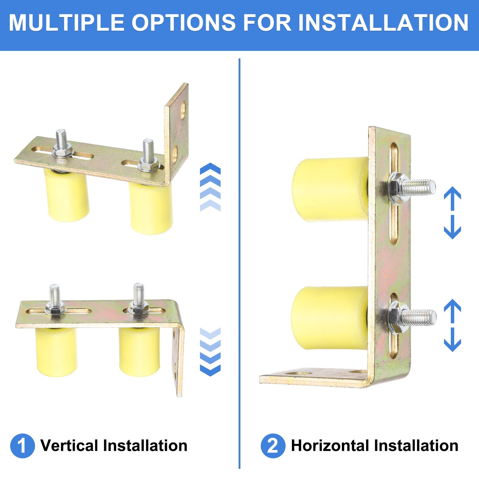 2Set Slide Gate Guide Roller, 1-5/8"x2" Nylon Gate Support & Bracket, Yellow