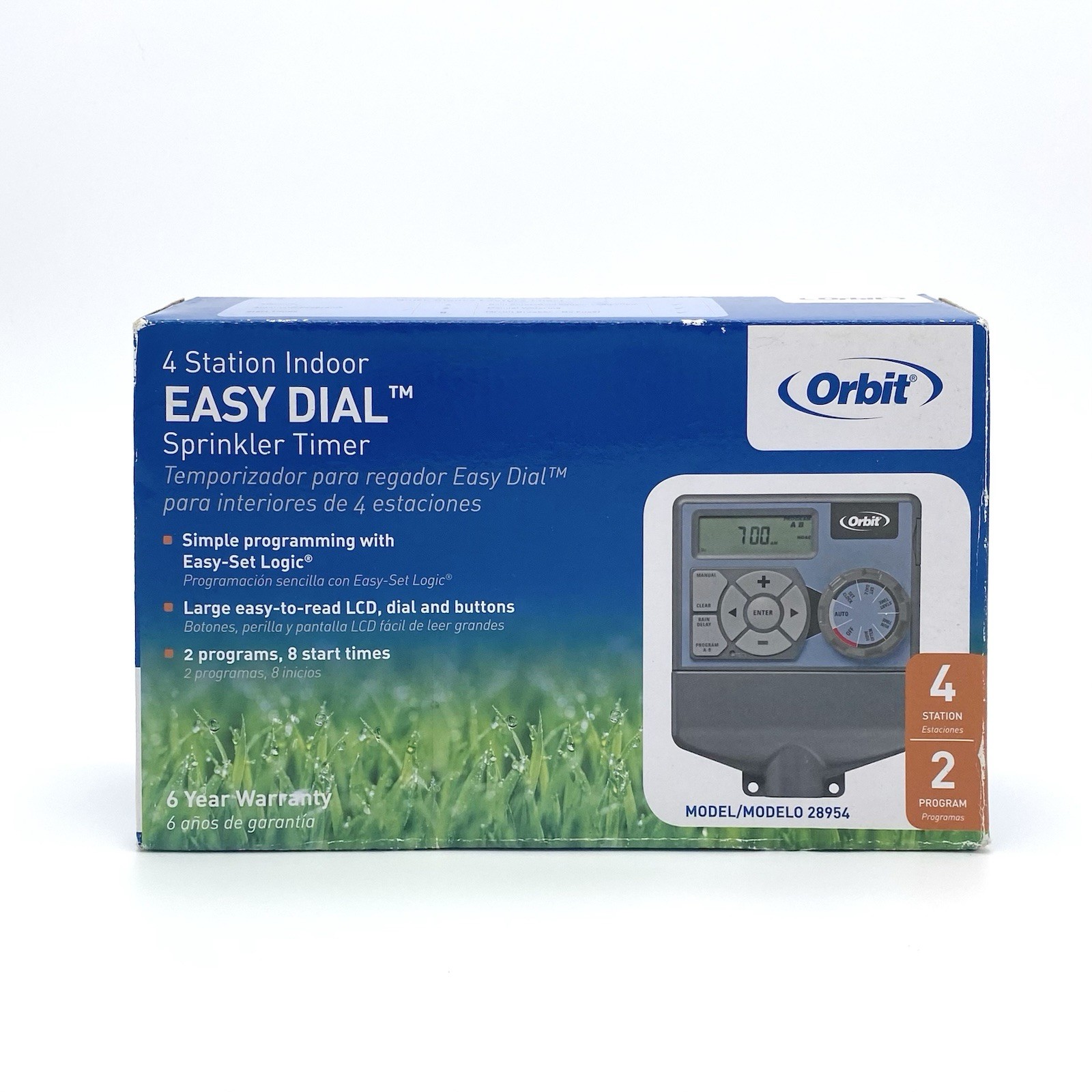 Orbit 28954 4 Station 2 Program Indoor Easy Dial Sprinkler Timer System