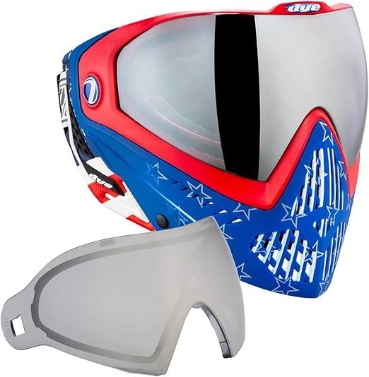 Dye Paintball I5 Goggle System Mask Merica RWB w/ Bonus Smoke Silver Lens