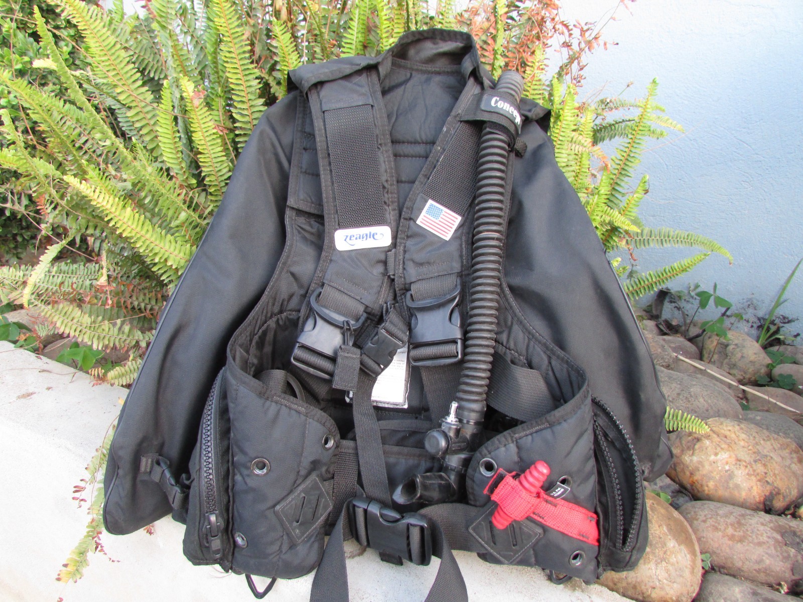 Zeagle Ranger Scuba Diving BCD BC Vest MD 44lb Lift w/ Inflator Hose