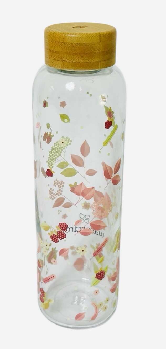 Waterdrop Limited Edition Pink Floral Borosilicate Glass Water Bottle 20 Oz.