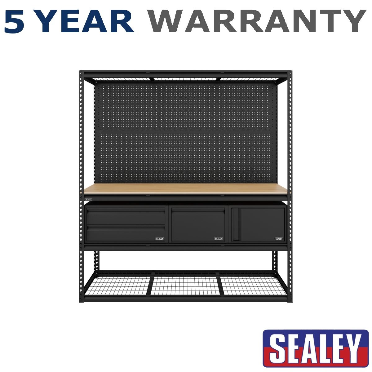 Sealey Heavy-Duty Modular Workbench & Racking Kit with 3 Storage Units