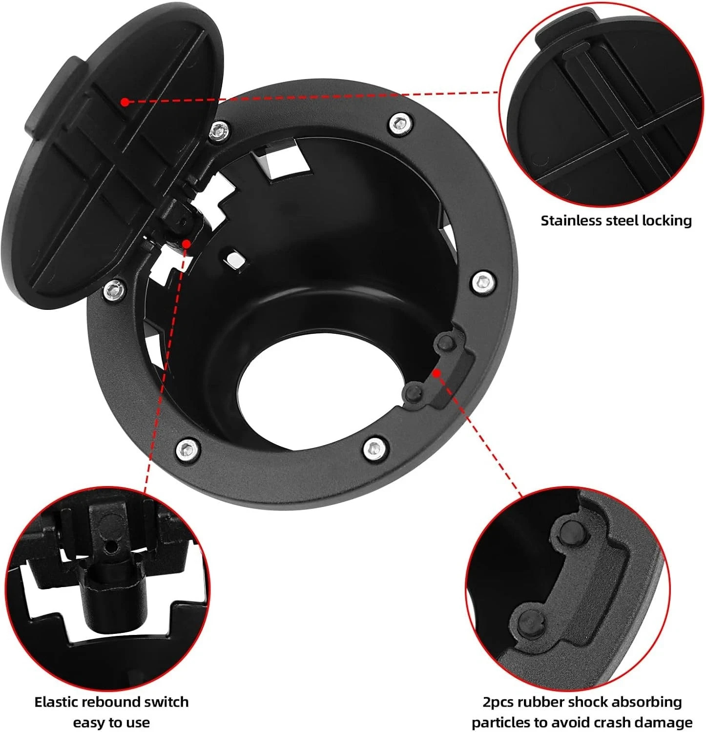Filler Door Cap Black Gas Cover Cap Compatible with Wrangler 2007-2017 2 door an