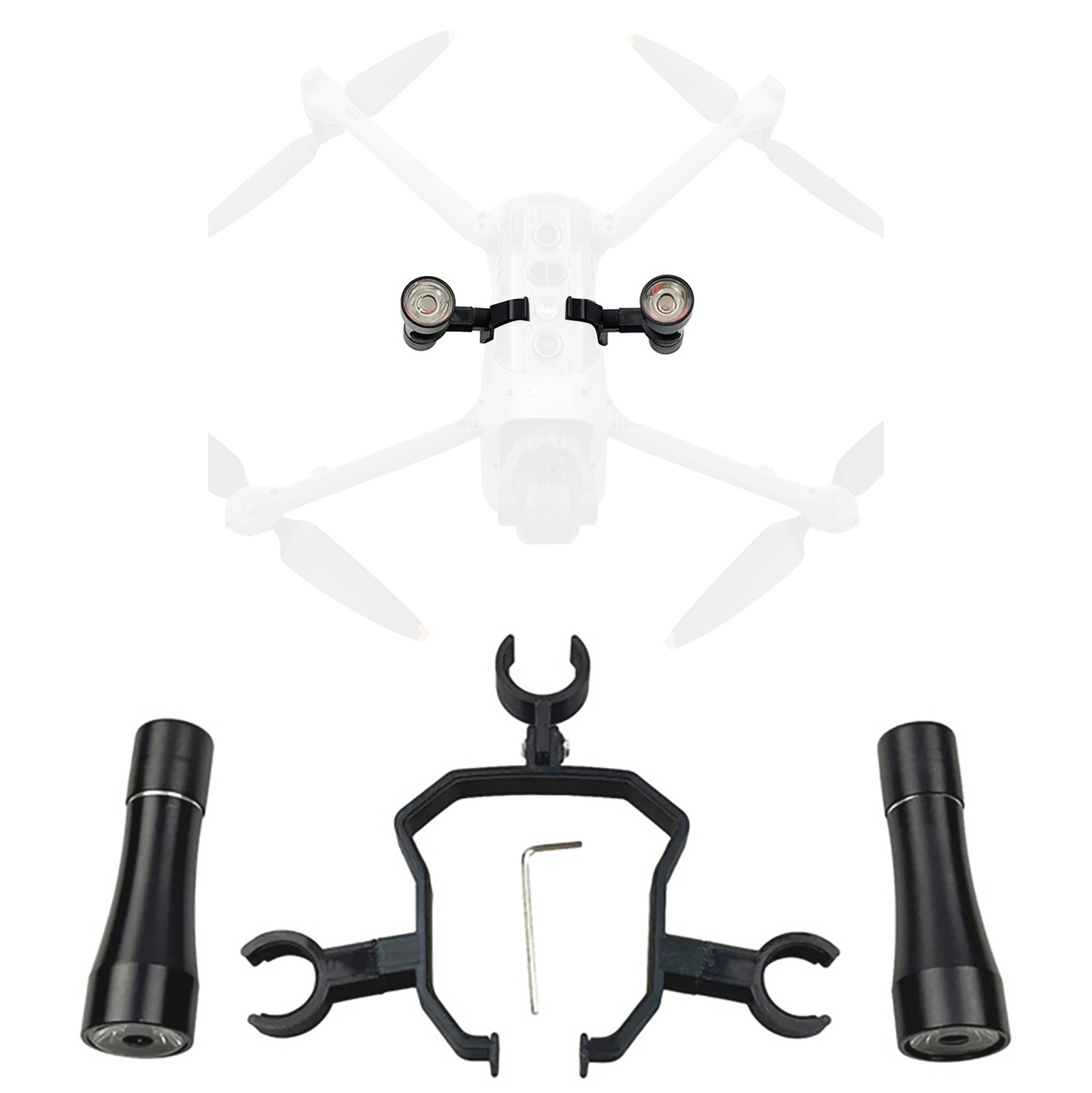 Aluminum Alloy & PLA Black Flashlight Lamp Accessories For DJI Air 3 Drone E