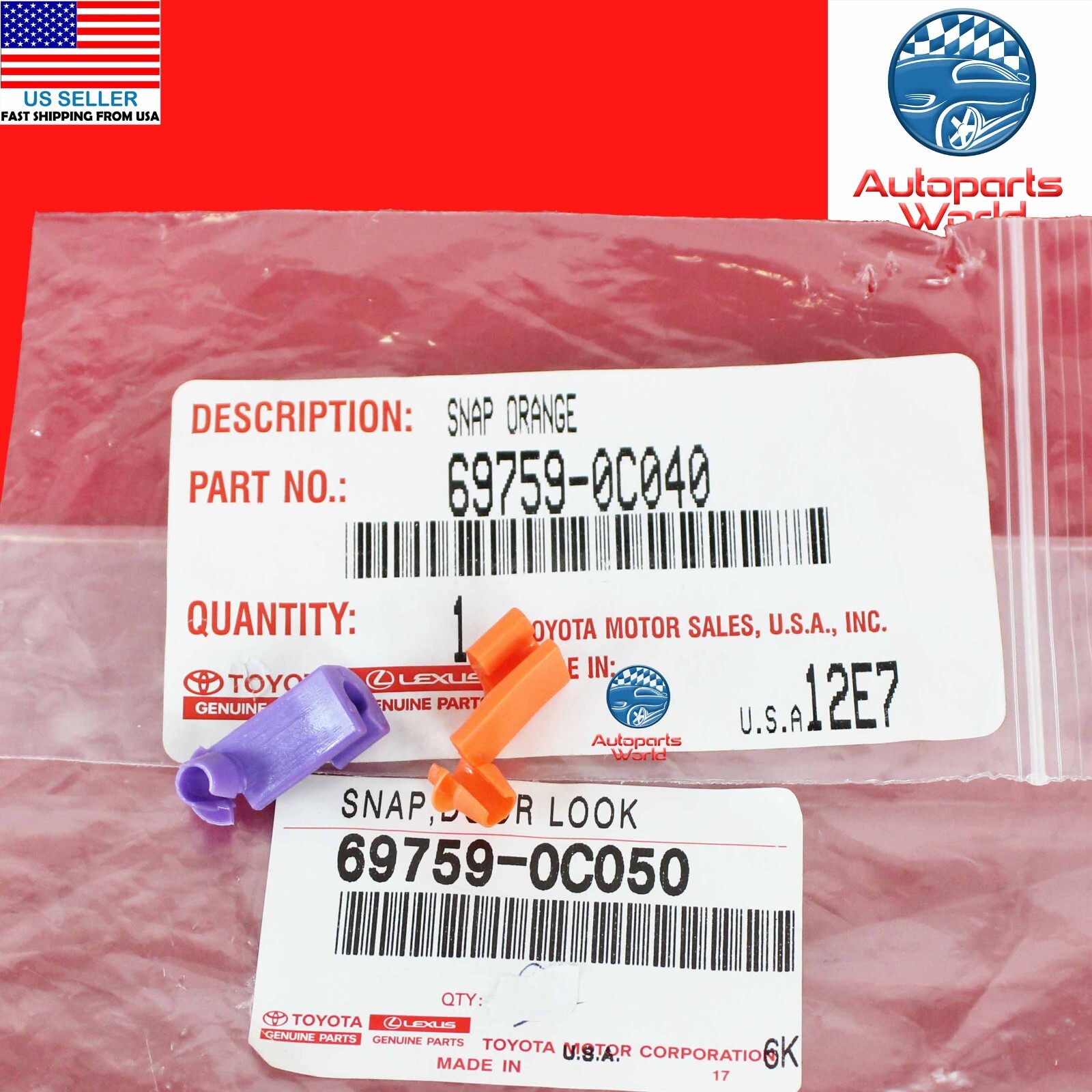 GENUINE TOYOTA 07-24 TUNDRA | 16-25 TACOMA TAILGATE LATCH LOCK ROD SNAP CLIP SET