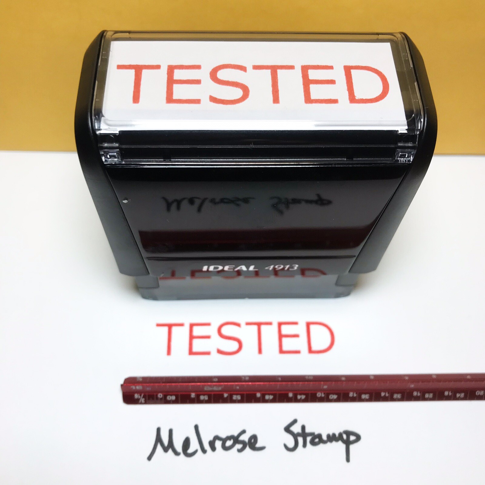 Tested Rubber Stamp Red Ink Self Inking Ideal 4913