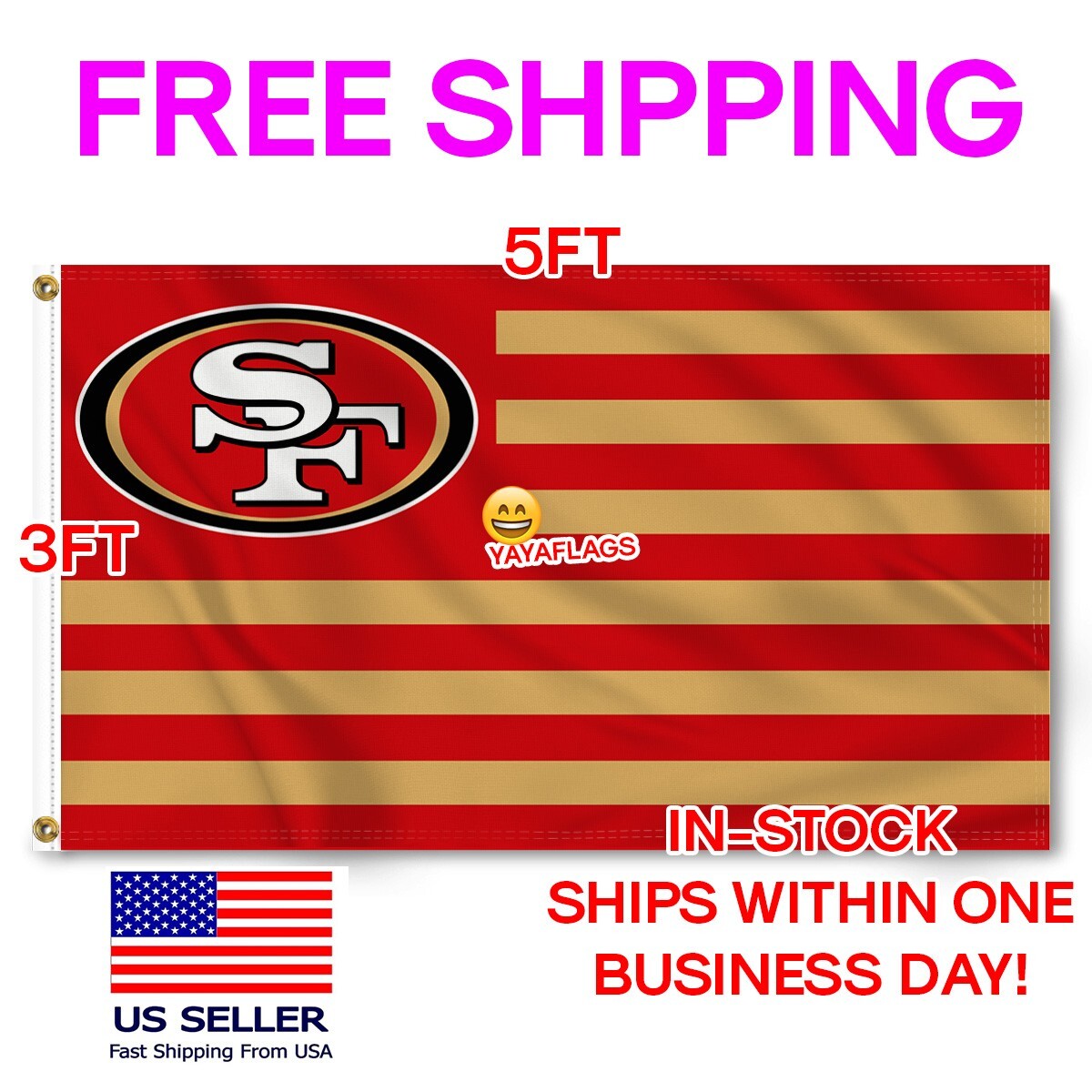 San Francisco 49ers Red Flag 3x5 FT Large Banner  American Football NEW Bosa