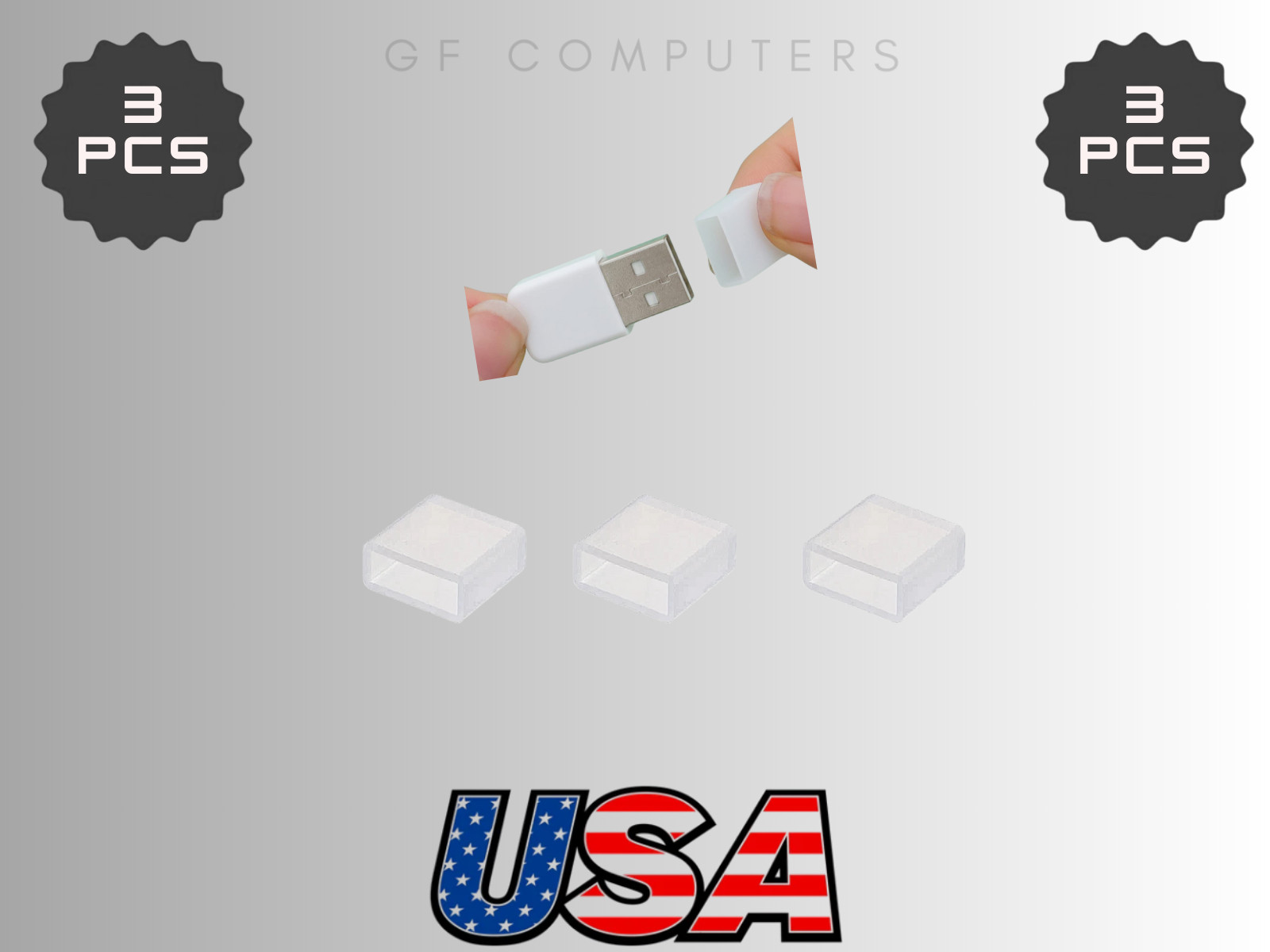Clear USB A Port Dust Stopper (3x) – Plug Covers, Protective Caps New
