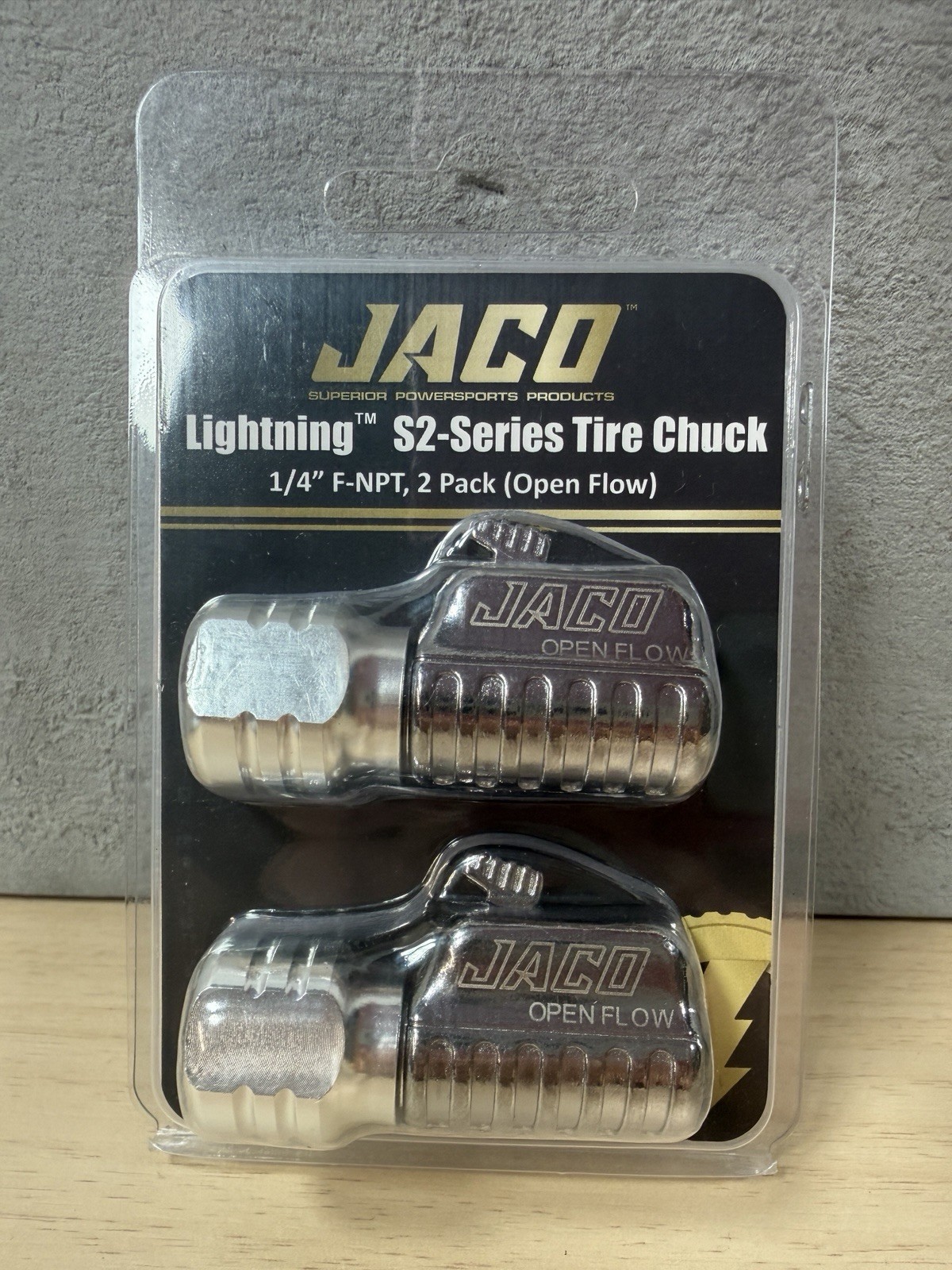 JACO Lightning S2 Quick-Connect Tire Air Chuck - 1/4" F-NPT (Open Flow) Straight
