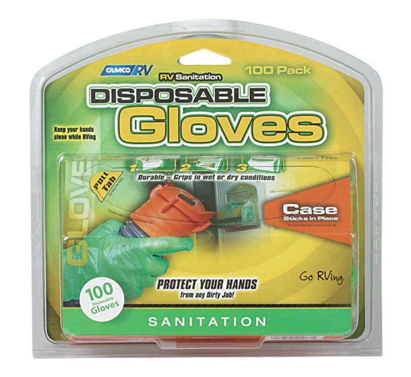 Camco 40285 Light Duty Polyethylene Disposable Green Dump Glove