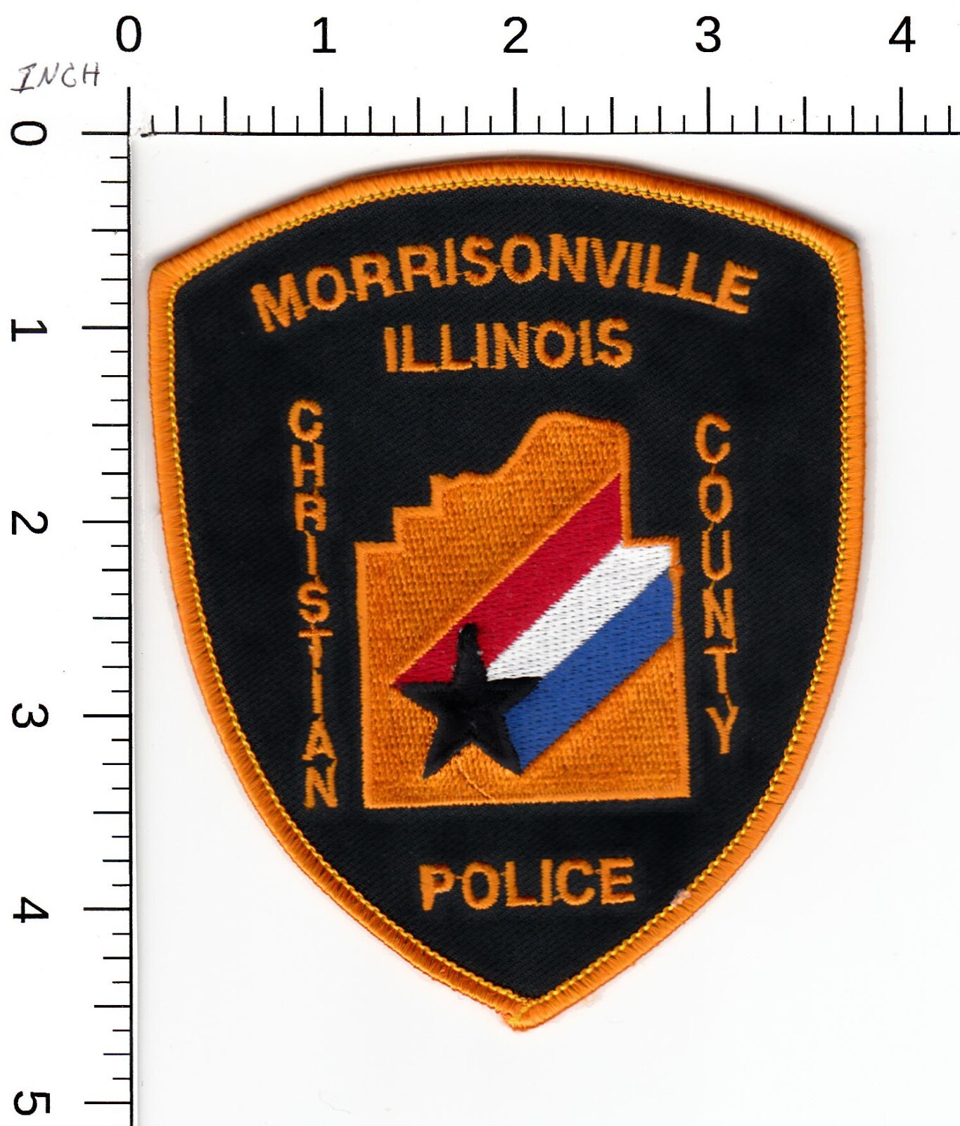 MORRISONVILLE (RANK GLD VERSION) ILLINOIS POLICE COLLECTIBLE PATCH CHRISTIAN CO.
