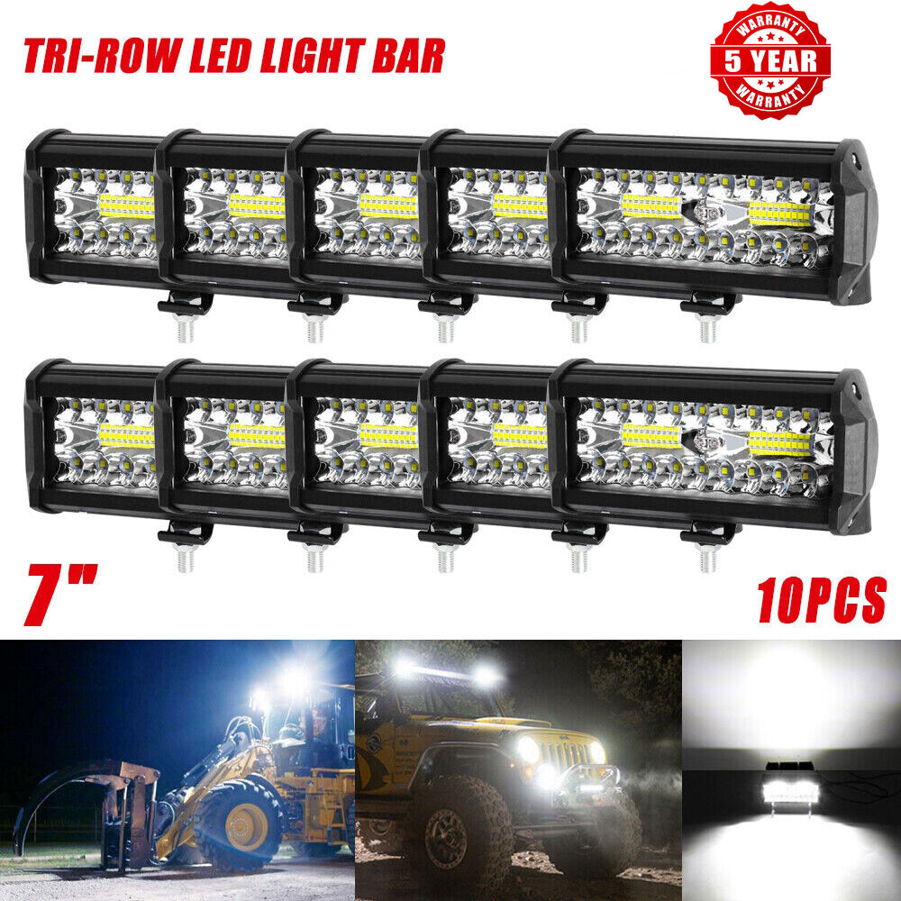 10x 7Inch 20000W LED Work Light Bar Flood Spot Pod Offroad Fog Driving ATV Truck