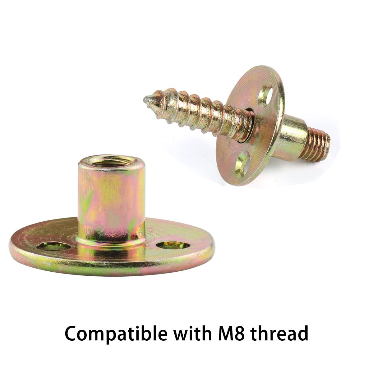 4pcs Furniture Mounting Plate Three-Hole Cylindrical Iron Plate Nut for Furni...