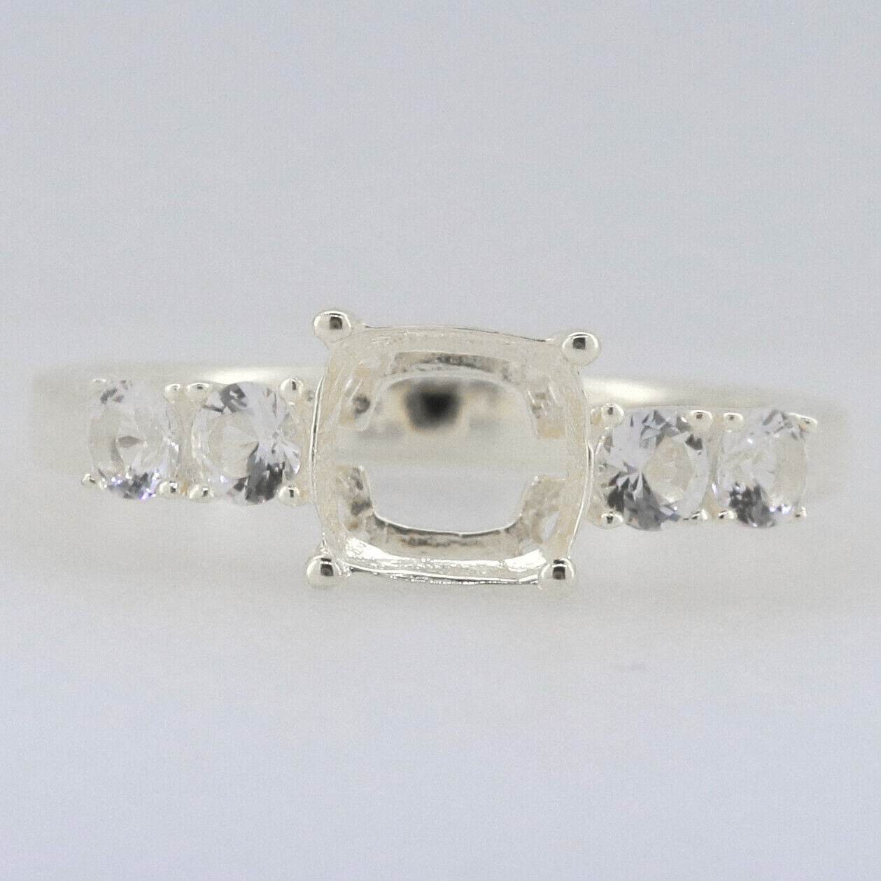 925 Sterling Silver Ring Engagement Semi Mount Women Ring Square 6mm Ring