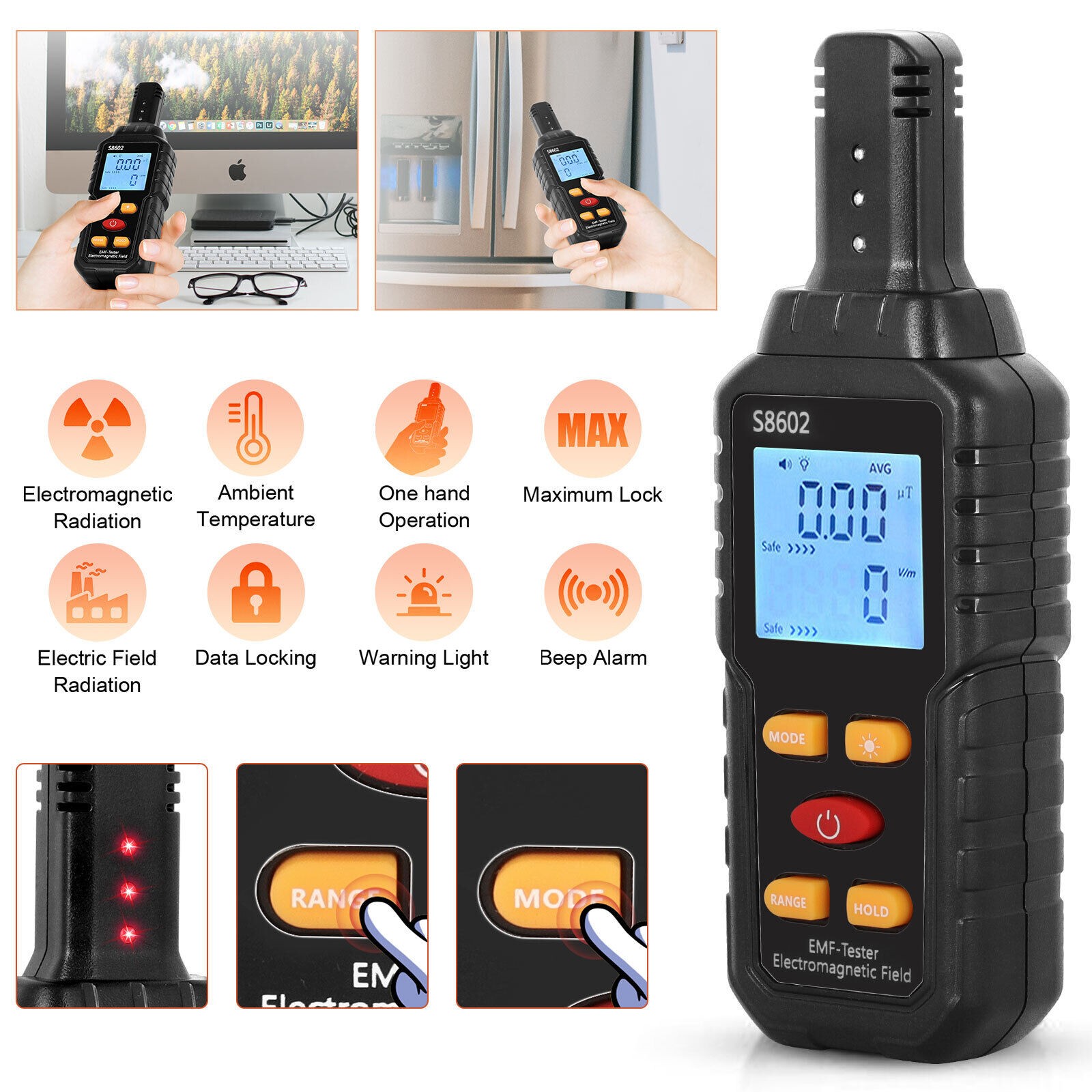 Digital LCD EMF Meter Electromagnetic Radiation Detector Tester